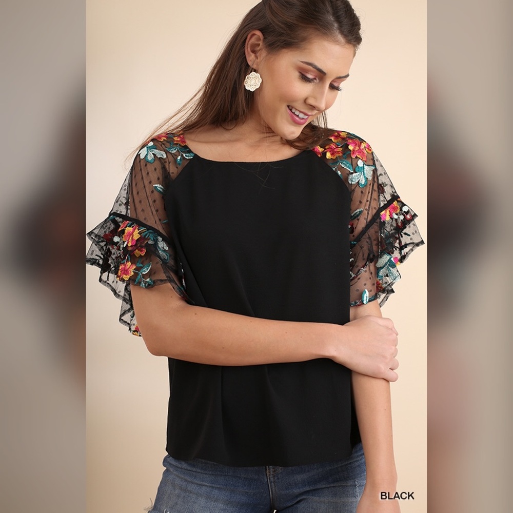 LAST 1!! 💕Wide neck polka dot and floral top! ❤️ - Picture 4 of 6
